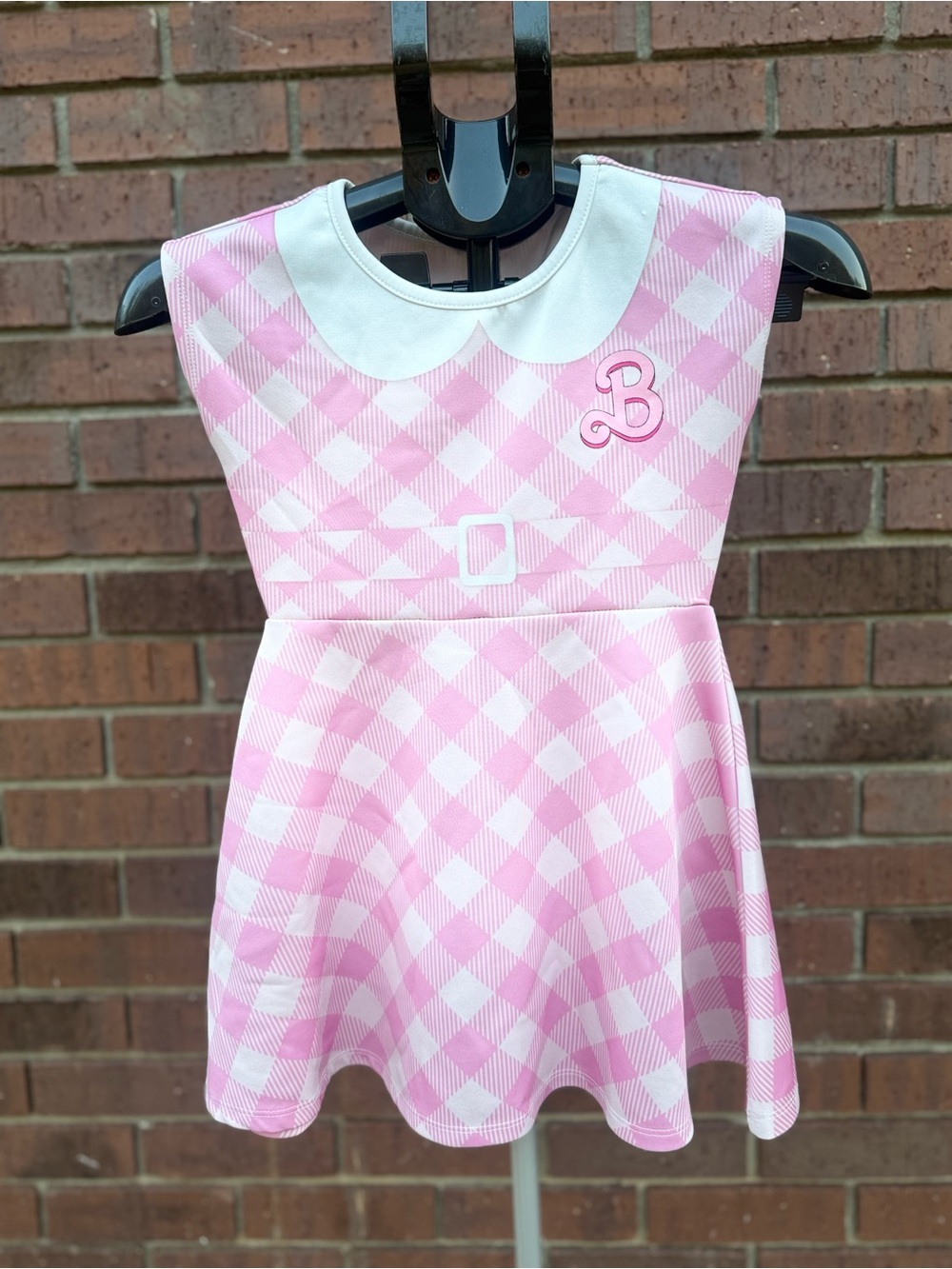 Mattel Barbie Movie Girls Size S Pink Gingham Skater Dress Halloween Costume EUC